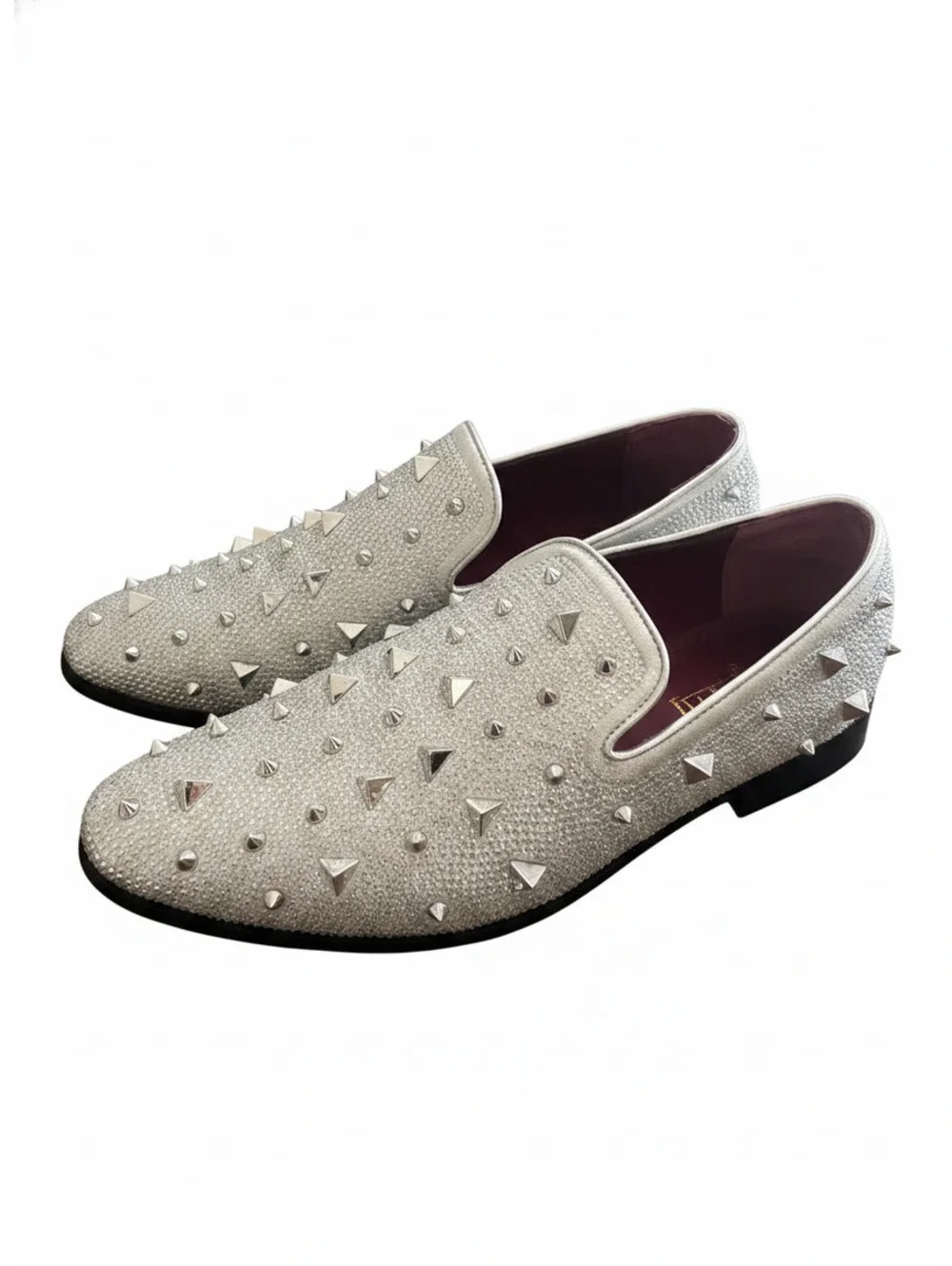 J75 by Jump Fabio Men's Silver Studded Loafers Size 9.5 US